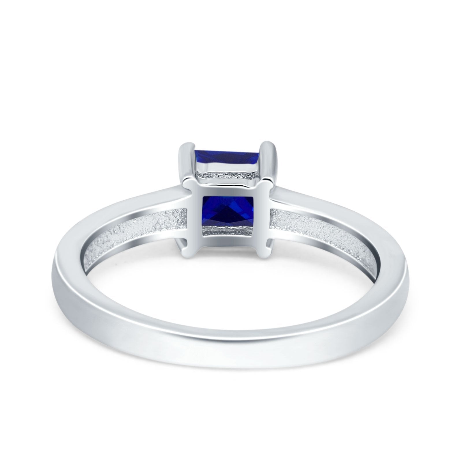 Solitaire Accent Fashion Ring Princess Cut Simulated Cubic Zirconia Created Opal 925 Sterling Silver