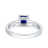 Solitaire Accent Fashion Ring Princess Cut Simulated Cubic Zirconia Created Opal 925 Sterling Silver