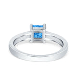 Solitaire Accent Fashion Ring Princess Cut Simulated Cubic Zirconia Created Opal 925 Sterling Silver