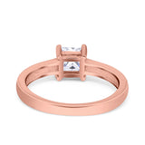 Solitaire Accent Fashion Ring Princess Cut Simulated Cubic Zirconia Created Opal 925 Sterling Silver