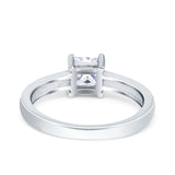 Solitaire Accent Fashion Ring Princess Cut Simulated Cubic Zirconia Created Opal 925 Sterling Silver
