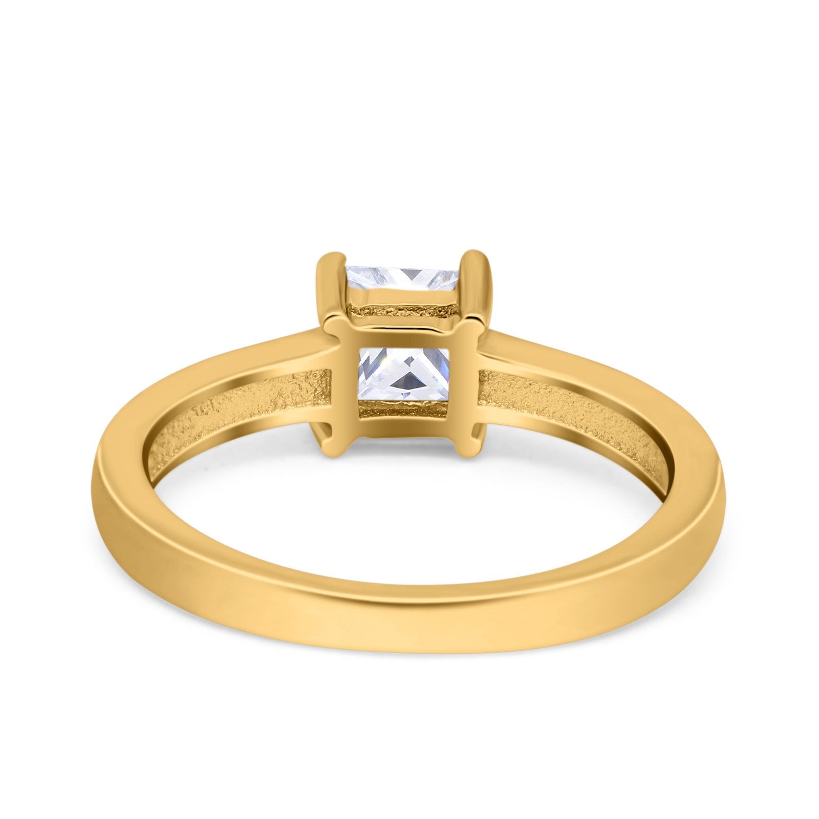 Solitaire Accent Fashion Ring Princess Cut Simulated Cubic Zirconia Created Opal 925 Sterling Silver