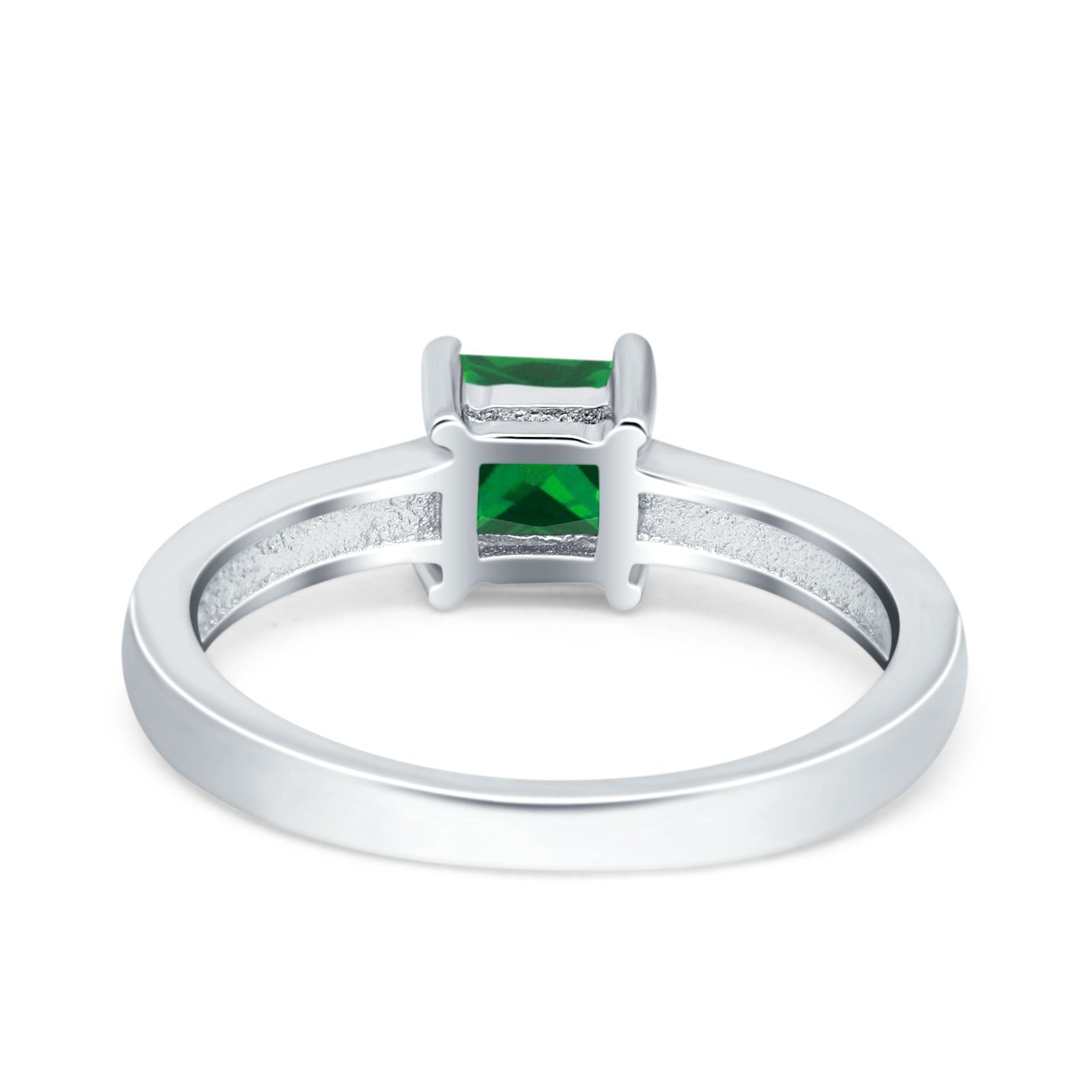 Solitaire Accent Fashion Ring Princess Cut Simulated Cubic Zirconia Created Opal 925 Sterling Silver