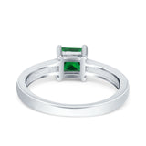 Solitaire Accent Fashion Ring Princess Cut Simulated Cubic Zirconia Created Opal 925 Sterling Silver