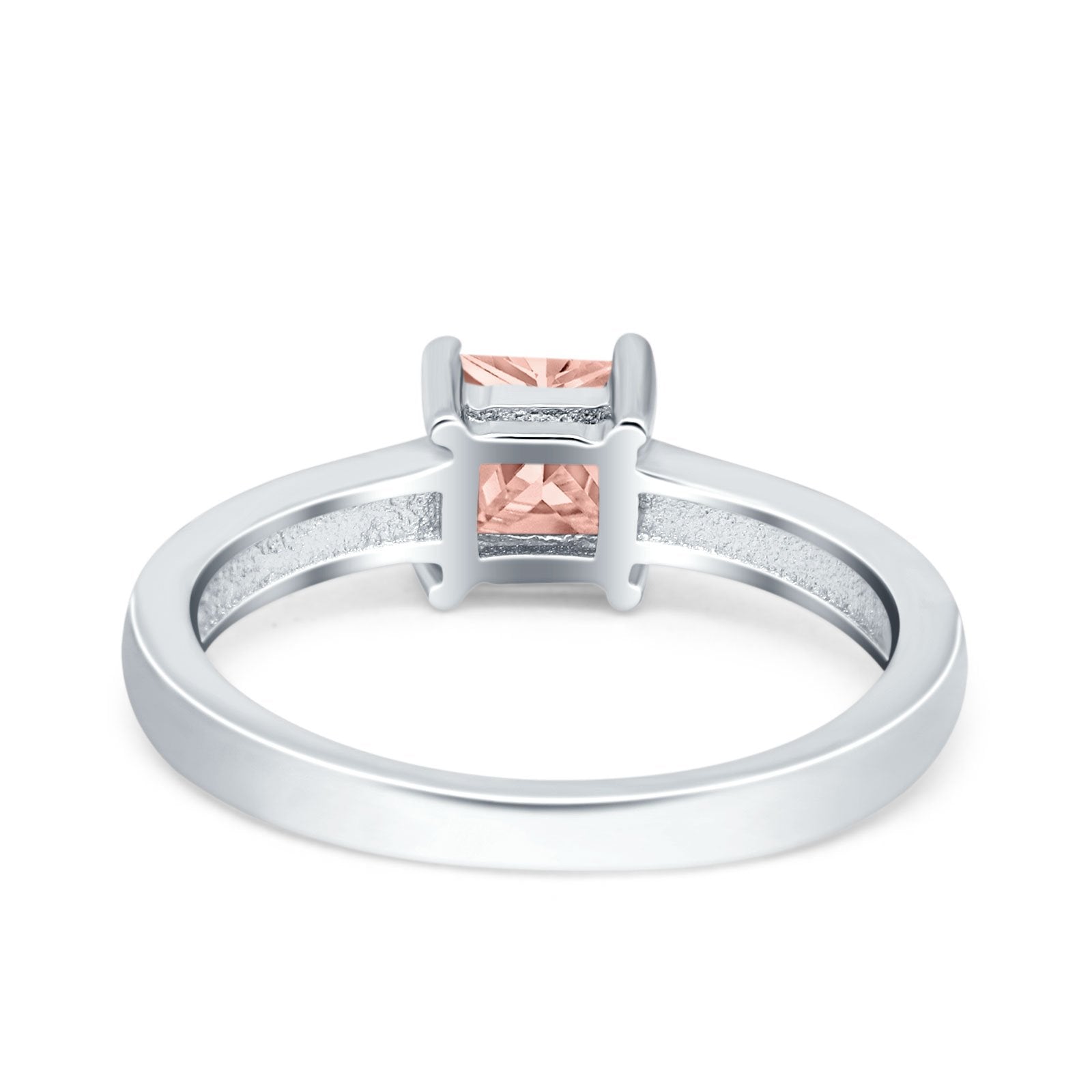 Solitaire Accent Fashion Ring Princess Cut Simulated Cubic Zirconia Created Opal 925 Sterling Silver