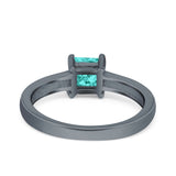 Solitaire Accent Fashion Ring Princess Cut Simulated Cubic Zirconia Created Opal 925 Sterling Silver