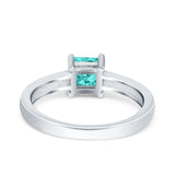 Solitaire Accent Fashion Ring Princess Cut Simulated Cubic Zirconia Created Opal 925 Sterling Silver