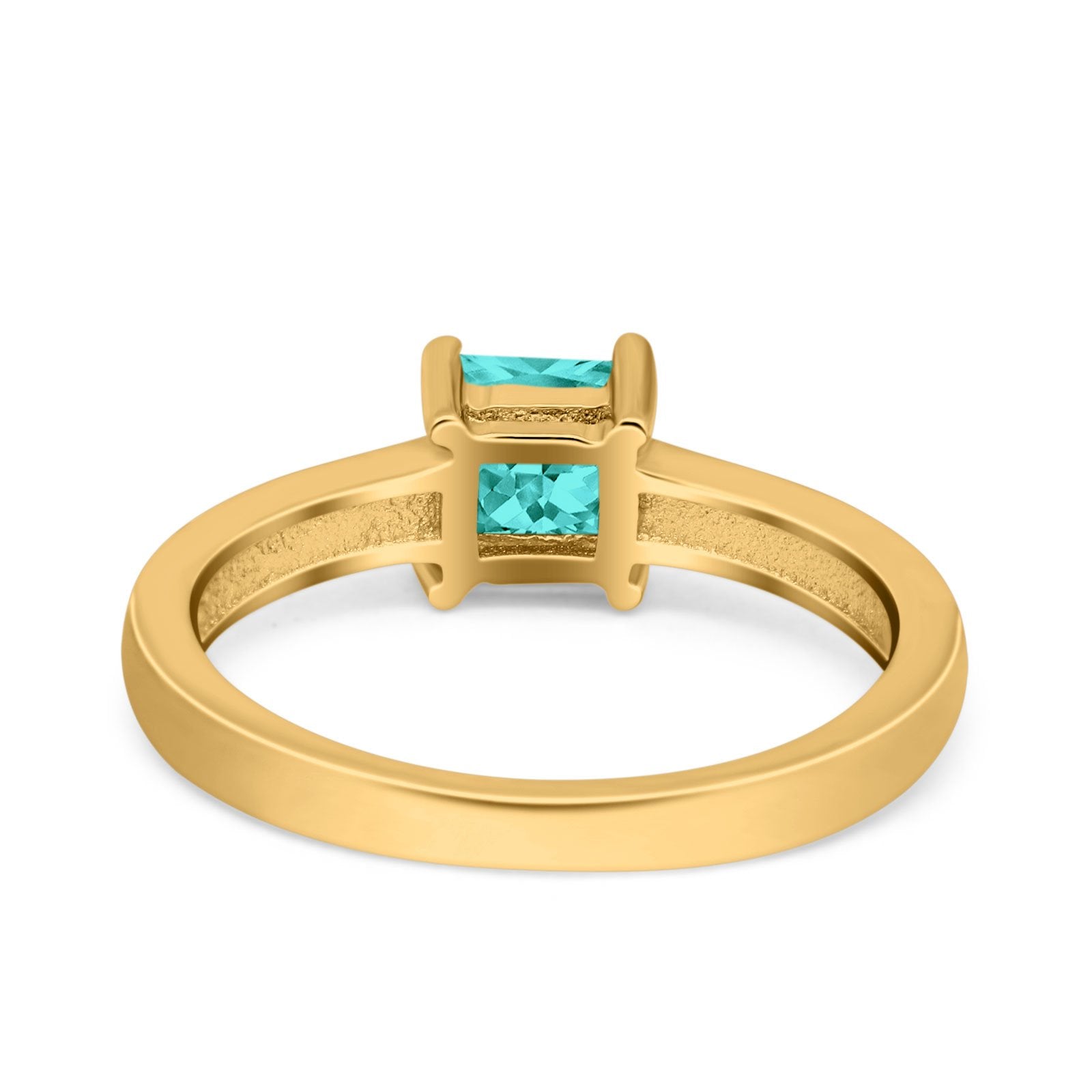 Solitaire Accent Fashion Ring Princess Cut Simulated Cubic Zirconia Created Opal 925 Sterling Silver