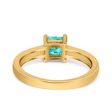 Solitaire Accent Fashion Ring Princess Cut Simulated Cubic Zirconia Created Opal 925 Sterling Silver