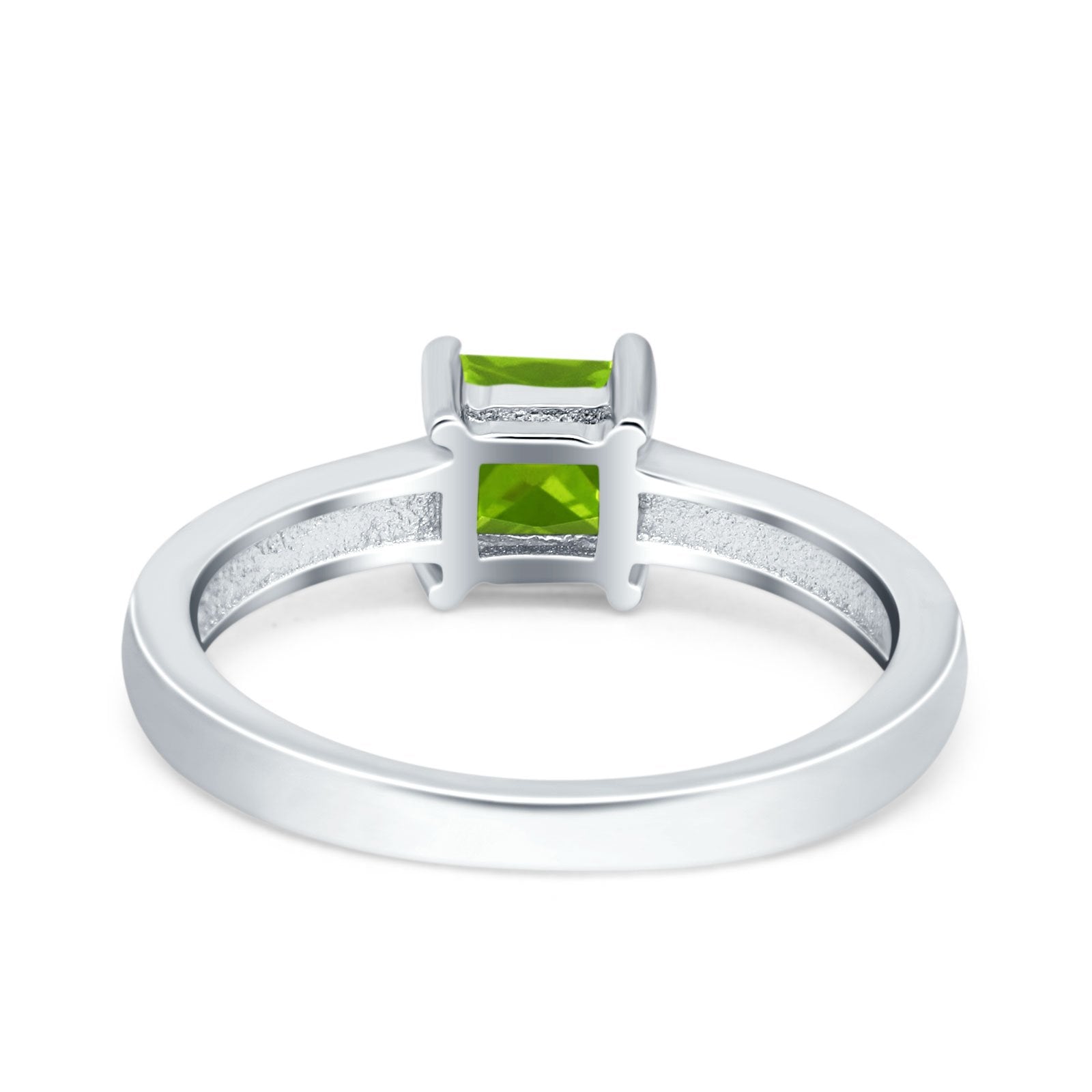 Solitaire Accent Fashion Ring Princess Cut Simulated Cubic Zirconia Created Opal 925 Sterling Silver