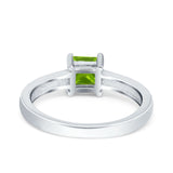Solitaire Accent Fashion Ring Princess Cut Simulated Cubic Zirconia Created Opal 925 Sterling Silver
