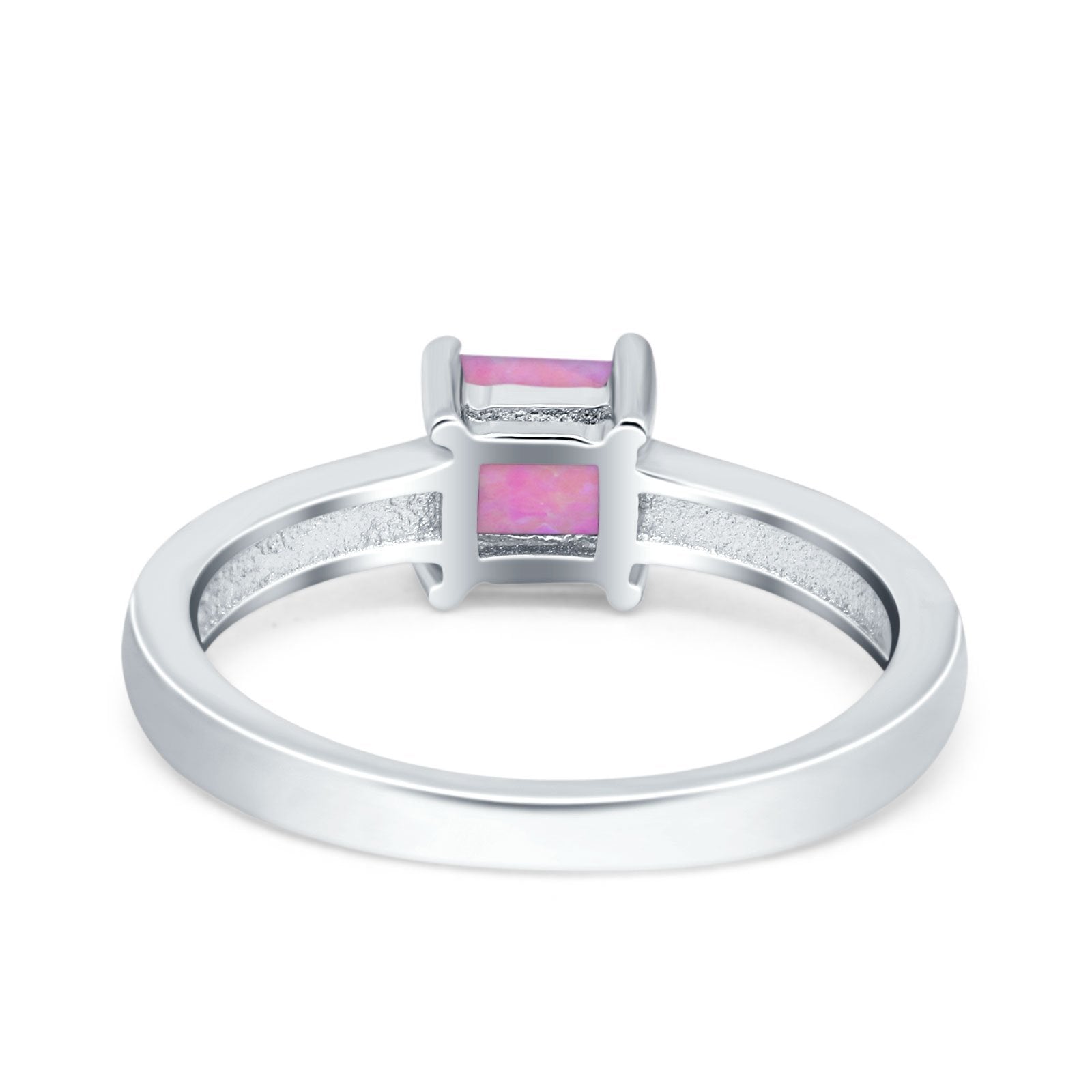 Solitaire Accent Fashion Ring Princess Cut Simulated Cubic Zirconia Created Opal 925 Sterling Silver