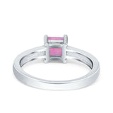 Solitaire Accent Fashion Ring Princess Cut Simulated Cubic Zirconia Created Opal 925 Sterling Silver