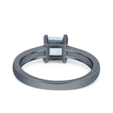 Solitaire Accent Fashion Ring Princess Cut Simulated Cubic Zirconia Created Opal 925 Sterling Silver