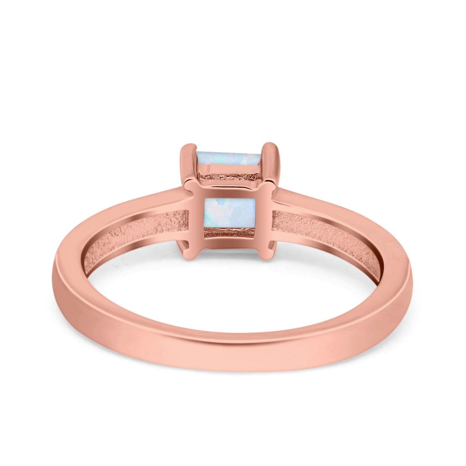 Solitaire Accent Fashion Ring Princess Cut Simulated Cubic Zirconia Created Opal 925 Sterling Silver