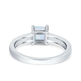 Solitaire Accent Fashion Ring Princess Cut Simulated Cubic Zirconia Created Opal 925 Sterling Silver