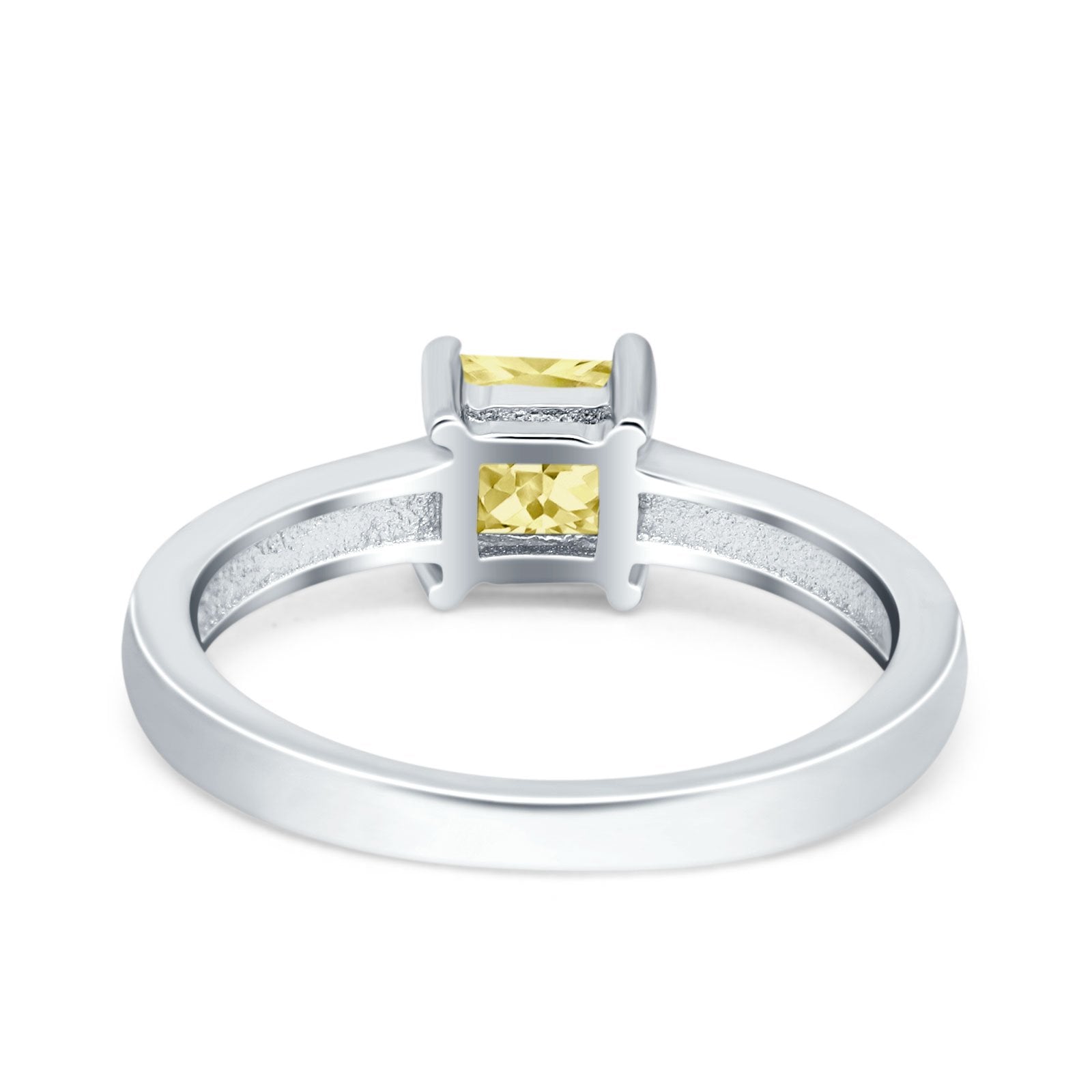 Solitaire Accent Fashion Ring Princess Cut Simulated Cubic Zirconia Created Opal 925 Sterling Silver