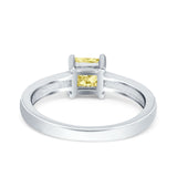 Solitaire Accent Fashion Ring Princess Cut Simulated Cubic Zirconia Created Opal 925 Sterling Silver