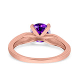 Solitaire Accent Engagement Ring Created Blue Opal Round Simulated Cubic Zirconia 925 Sterling Silver