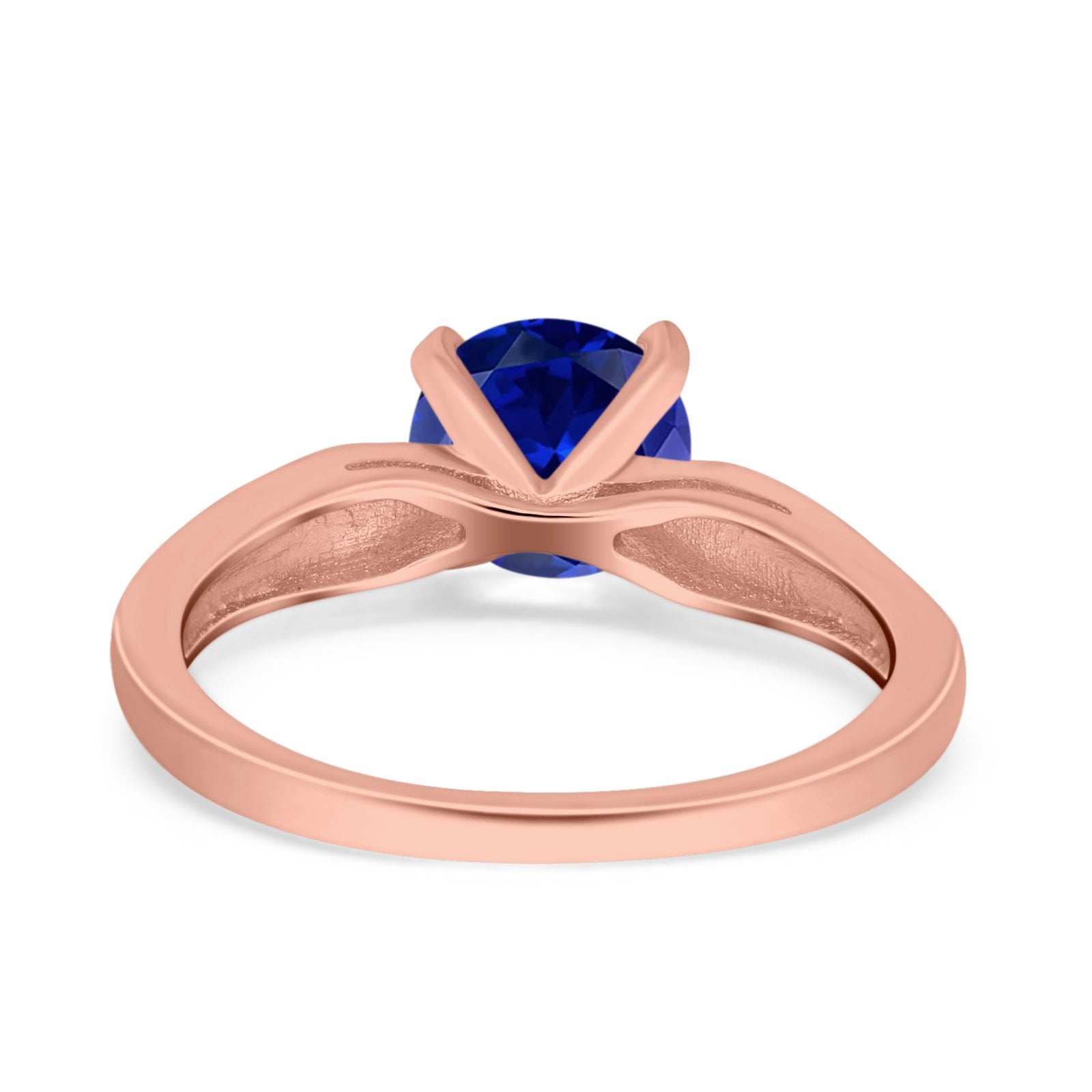 Solitaire Accent Engagement Ring Created Blue Opal Round Simulated Cubic Zirconia 925 Sterling Silver