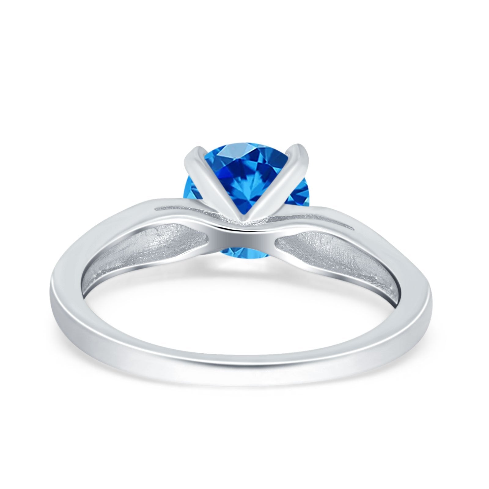 Solitaire Accent Engagement Ring Created White Opal Round Simulated Cubic Zirconia 925 Sterling Silver