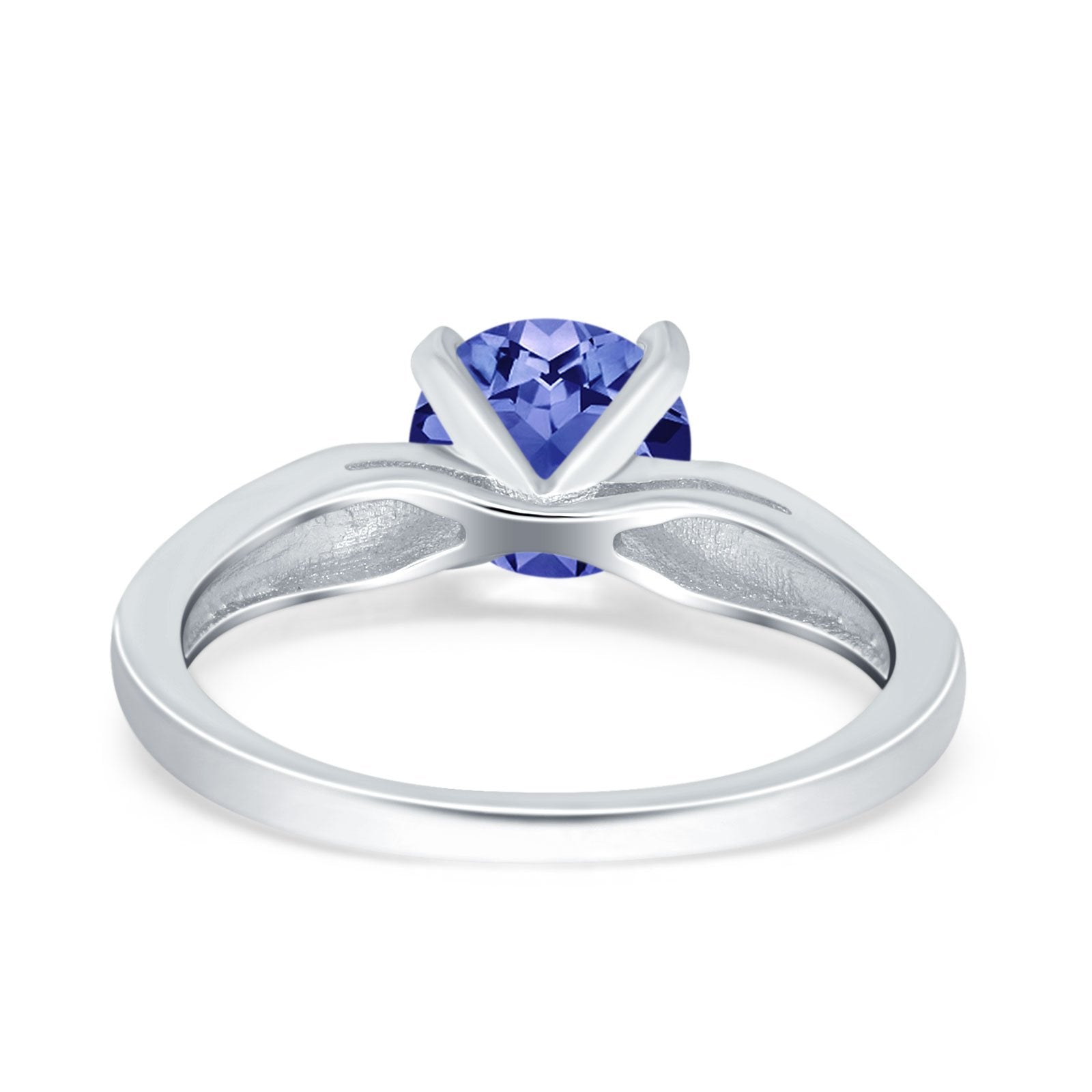 Solitaire Accent Engagement Ring Created White Opal Round Simulated Cubic Zirconia 925 Sterling Silver