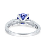 Solitaire Accent Engagement Ring Created White Opal Round Simulated Cubic Zirconia 925 Sterling Silver