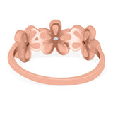 Plumeria Flower Ring Band Lab Created Opal Simulated Cubic Zirconia 925 Sterling Silver (8mm)