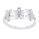 Plumeria Flower Ring Band Lab Created Opal Simulated Cubic Zirconia 925 Sterling Silver (8mm)