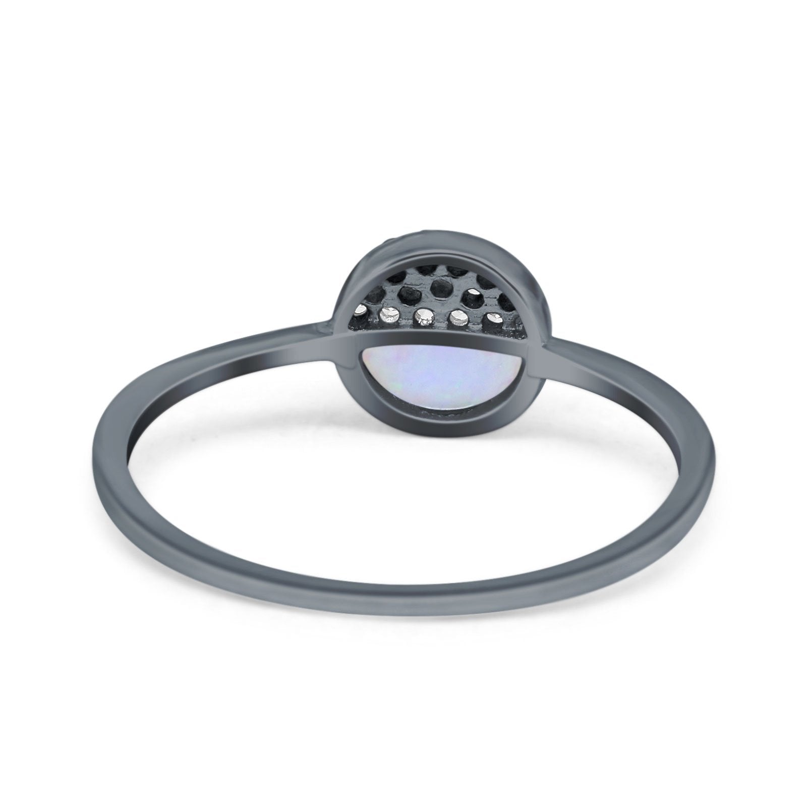 Fashion Ring Lab Created Light Blue Opal Round Cubic Zirconia 925 Sterling Silver