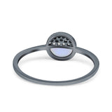Fashion Ring Lab Created Light Blue Opal Round Cubic Zirconia 925 Sterling Silver