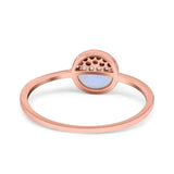 Fashion Ring Lab Created Light Blue Opal Round Cubic Zirconia 925 Sterling Silver