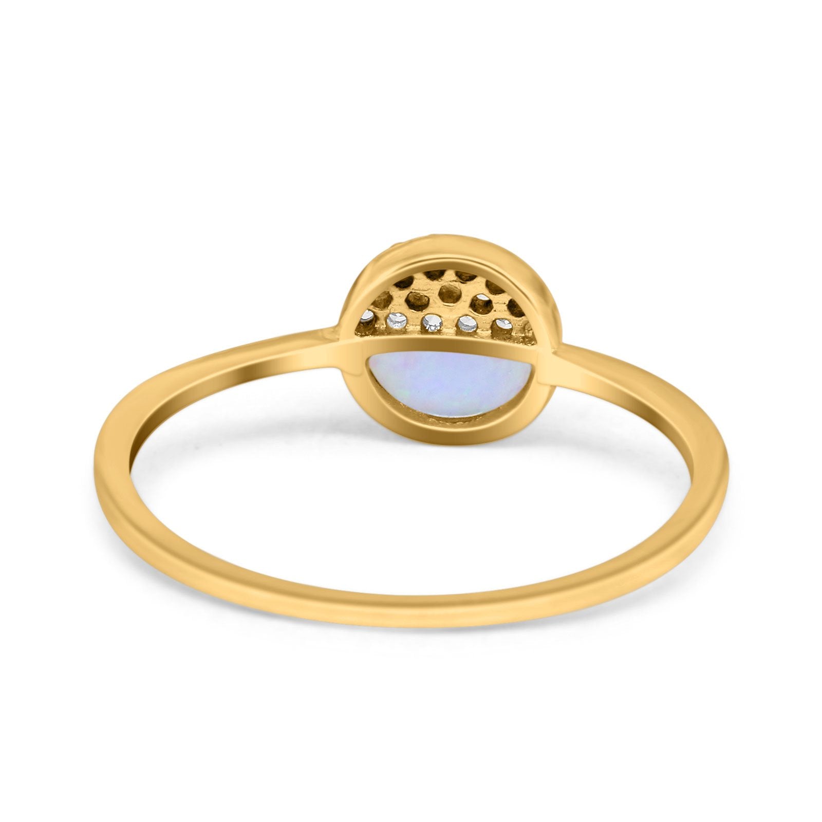 Fashion Ring Lab Created Light Blue Opal Round Cubic Zirconia 925 Sterling Silver