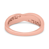 Greek Key Crisscross Ring Lab Created White Opal Band 925 Sterling Silver