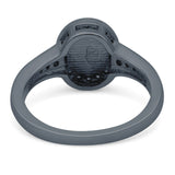 Lab Created Opal Halo Wedding Ring Round Simulated CZ 925 Sterling Silver (11mm)