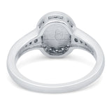 Lab Created Opal Halo Wedding Ring Round Simulated CZ 925 Sterling Silver (11mm)