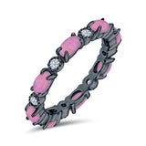 Full Eternity Stackable Band Ring Oval Created Opal 925 Sterling Silver