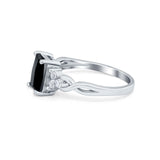 Emerald Cut Wedding Bridal Ring Simulated Cubic Zirconia 925 Sterling Silver