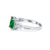 Emerald Cut Wedding Bridal Ring Simulated Cubic Zirconia 925 Sterling Silver