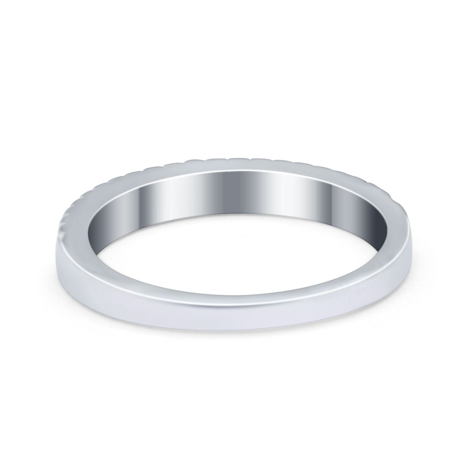 Wedding Rings Eternity Style Band Simulated Opal Round 925 Sterling Silver