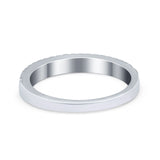 Wedding Rings Eternity Style Band Simulated Opal Round 925 Sterling Silver