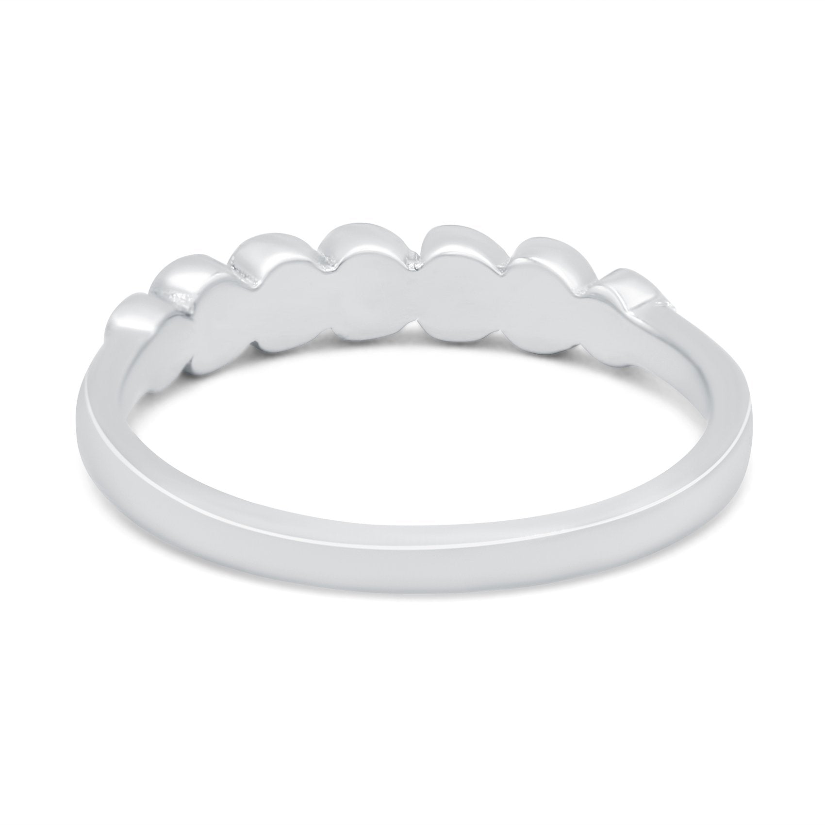 Sideways Heart Eternity Band Lab Created White Opal Band 925 Sterling Silver