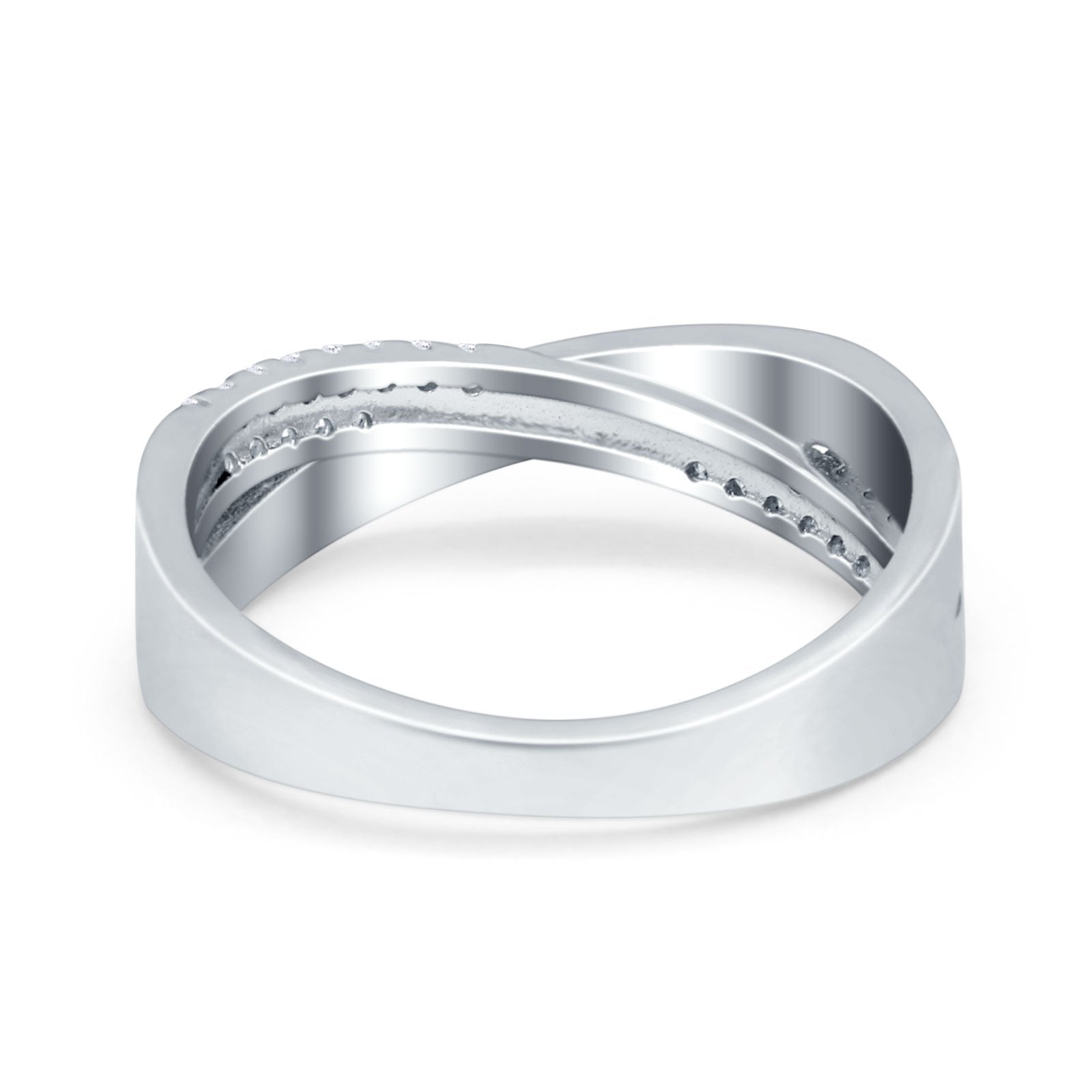 Infinity Crisscross Eternity Rings Simulated CZ Opal 925 Sterling Silver