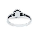 Bali Design Oxidized Style Lab Created Blue Opal Ring 925 Sterling Silver
