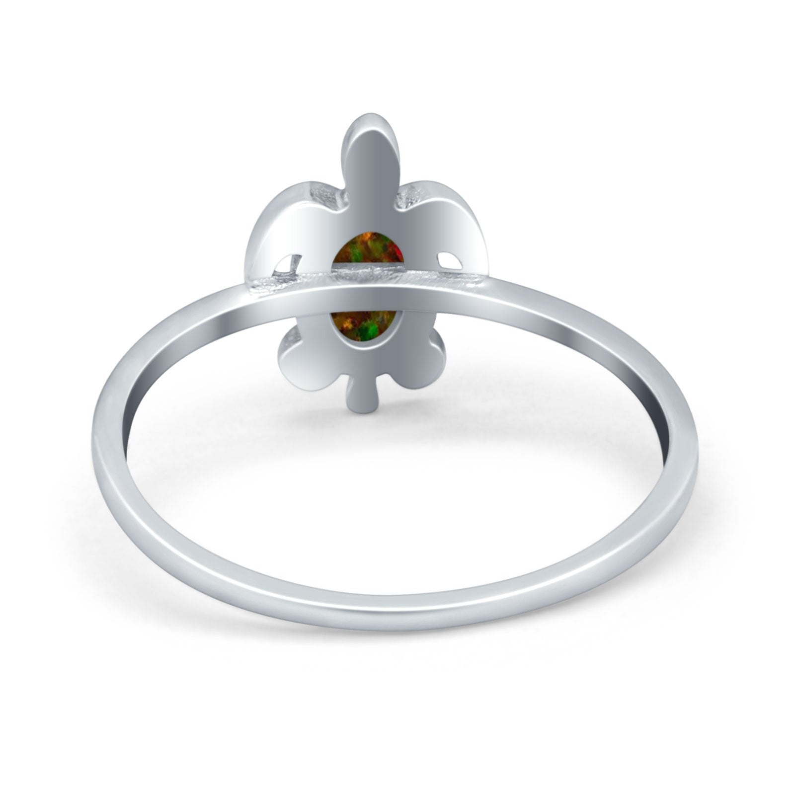 Turtle Ring Simulated Cubic Zirconia Opal 925 Sterling Silver