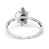 Turtle Ring Simulated Cubic Zirconia Opal 925 Sterling Silver