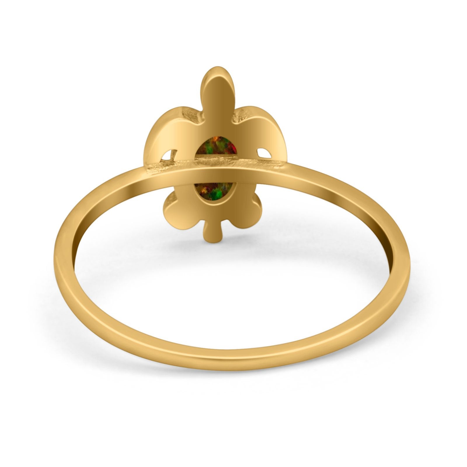 Turtle Ring Simulated Cubic Zirconia Opal 925 Sterling Silver