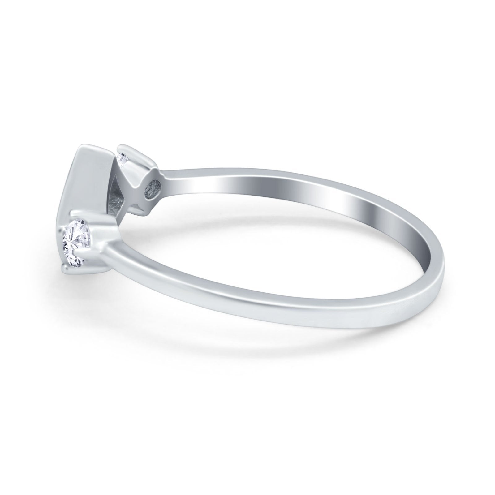 Fashion Thumb Ring Square Simulated Cubic Zirconia Opal 925 Sterling Silver