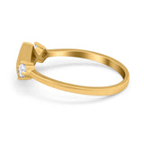 Fashion Thumb Ring Square Simulated Cubic Zirconia Opal 925 Sterling Silver