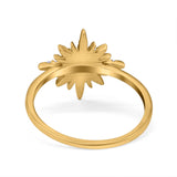 Cluster Starburst Opal Ring Round Simulated Cubic Zirconia 925 Sterling Silver